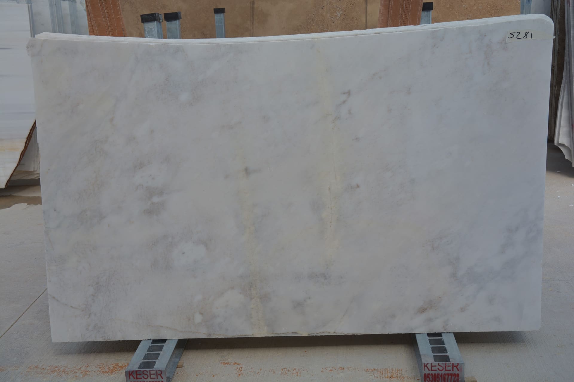 Afyon White Golden Gray polished marble slab in White