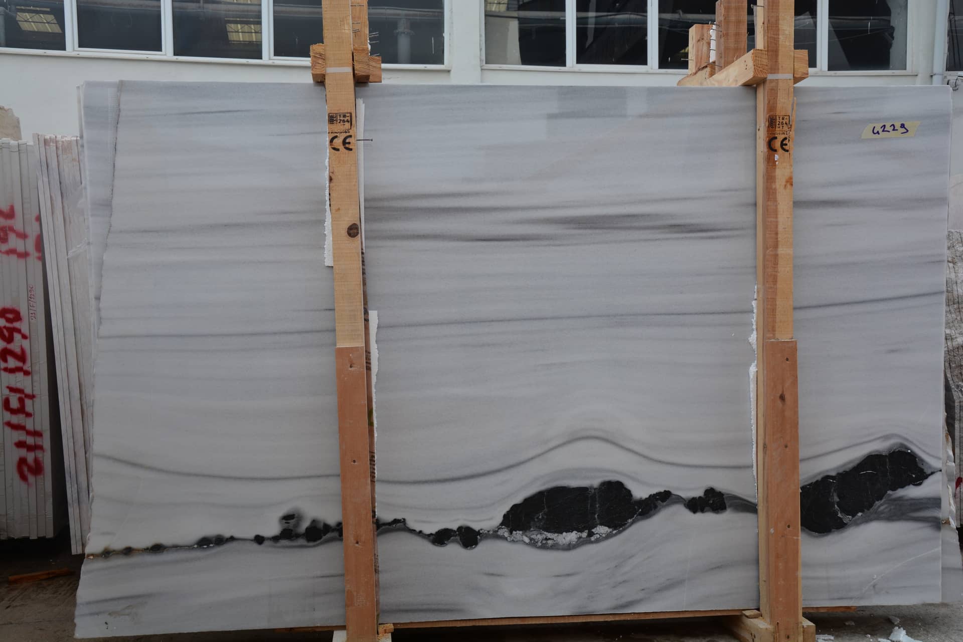Panda White polished marble slab