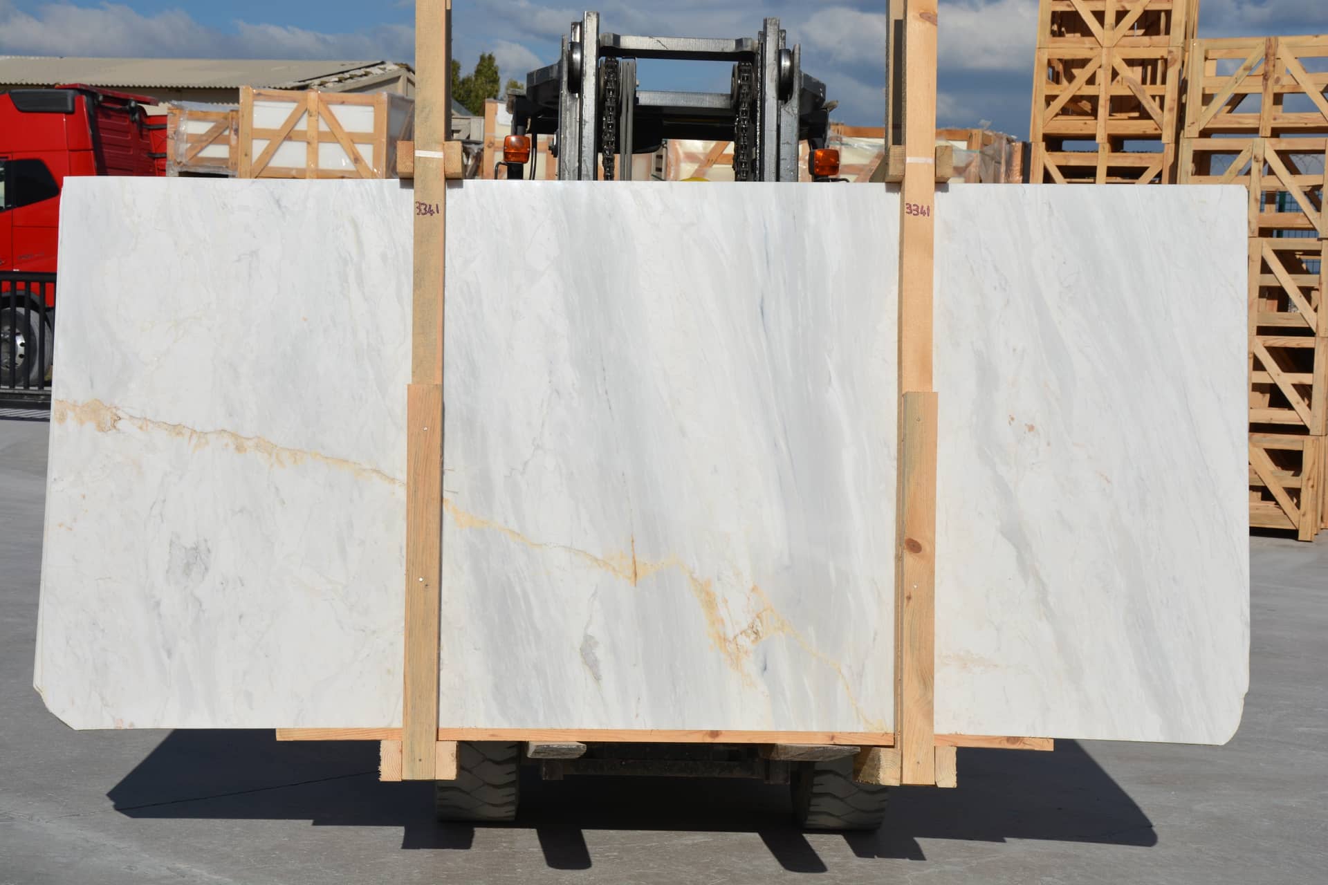 Volakas Bianco polished marble slab