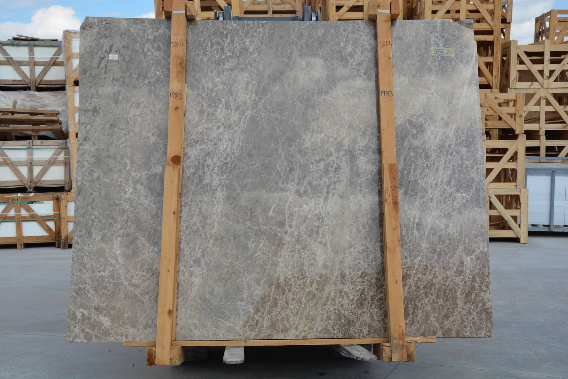 Light Emperador polished marble slab
