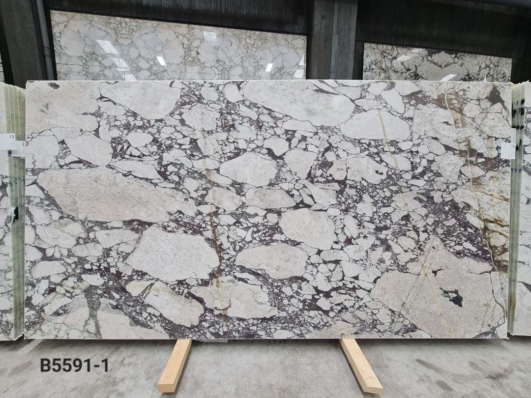 Calacatta Viola Honed marble slab in White