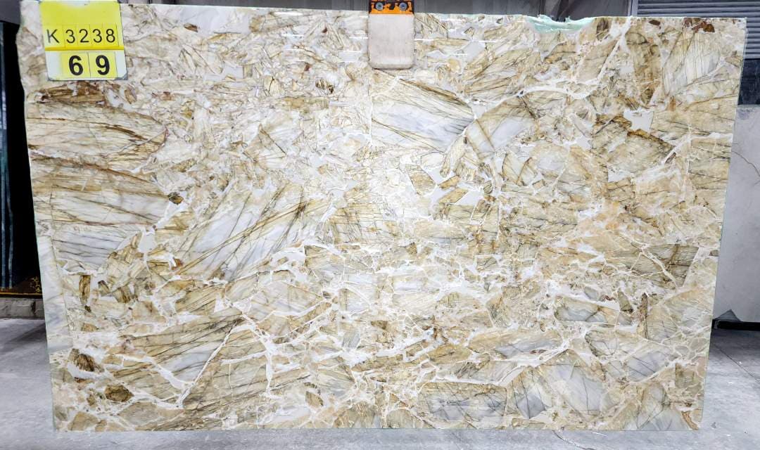 Blue Puzzle Polished marble slab in Multicolor