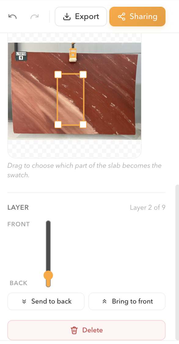 Cropping a real swatch into a moodboard